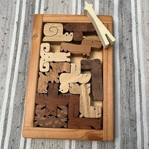 Handcrafted Wooden Puzzle by Clifford Nelson – 12 Pieces (1 Missing)